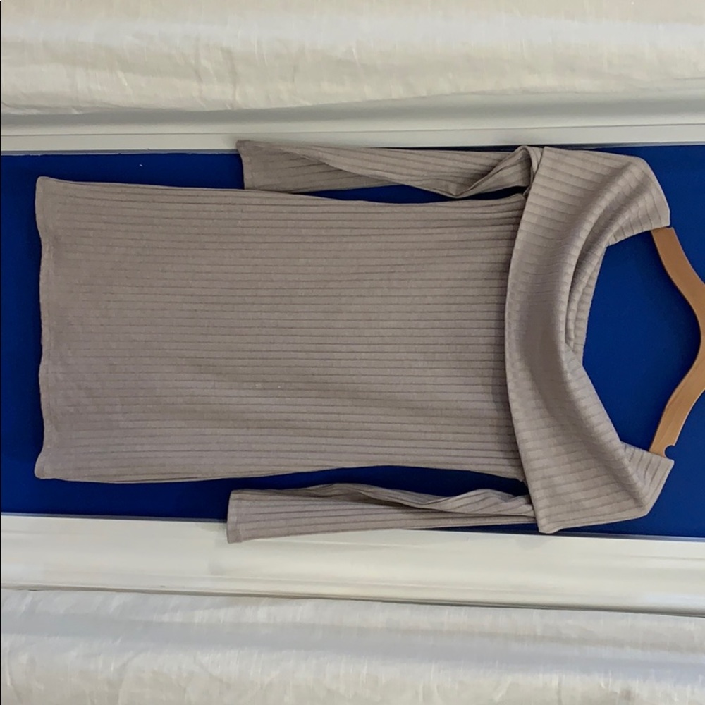 NWT Tan long sleeve off the shoulder mini dress